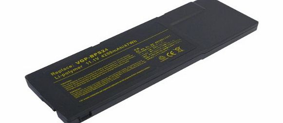 PowerSmart [Li-Polymer,47Wh,11.1Volt,4200mAh] Replacement Laptop/Notebook Battery for VGP-BPS24 type# Fit UK SONY VAIO VPC-SB1X9E/S, VAIO VPC-SB1Z9E, VAIO VPC-SB1Z9E/B, VAIO VPC-SB25FA/B, VAIO VPC-SB